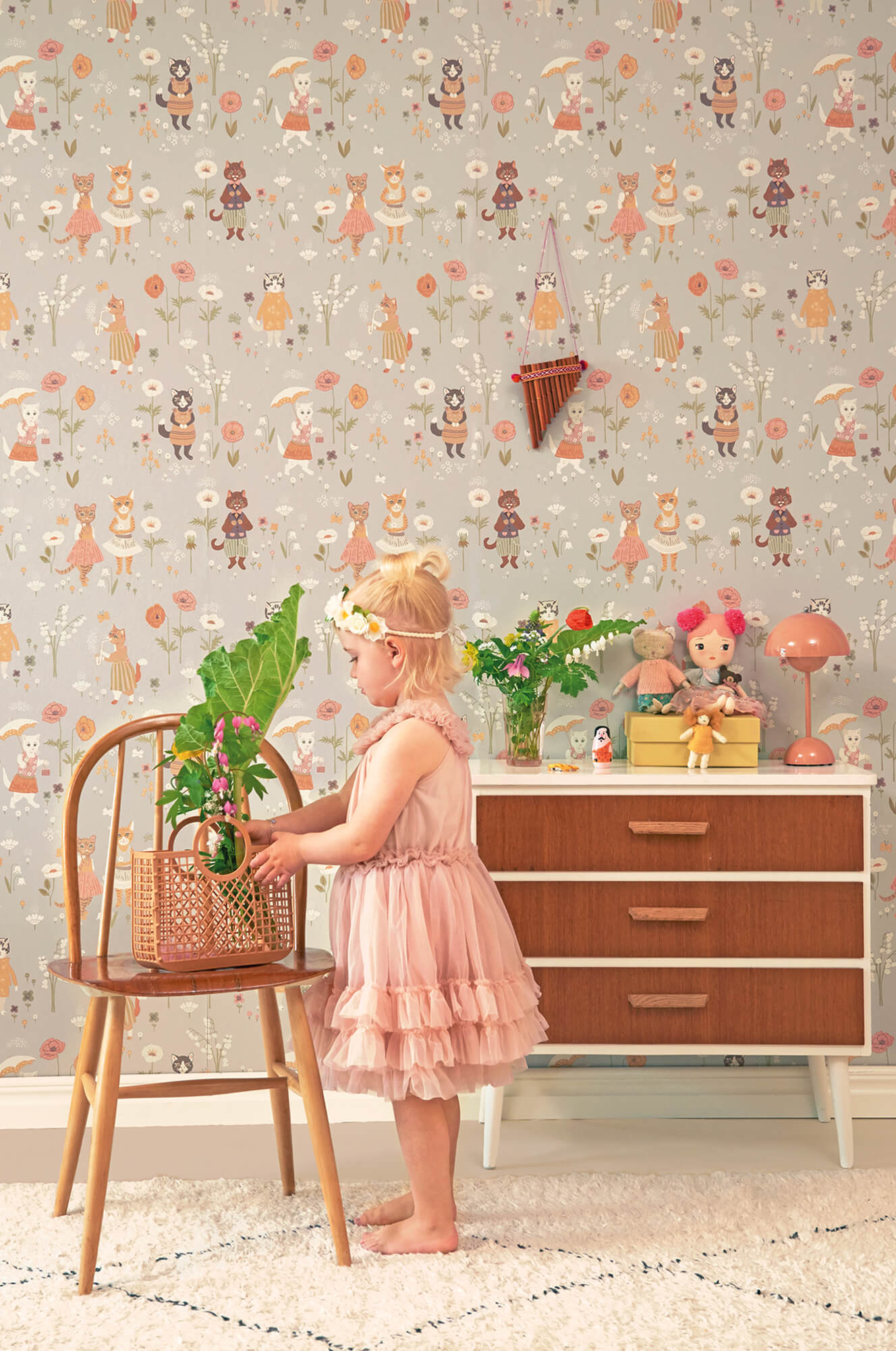 Catwalk Wallpaper in Dusty Blue