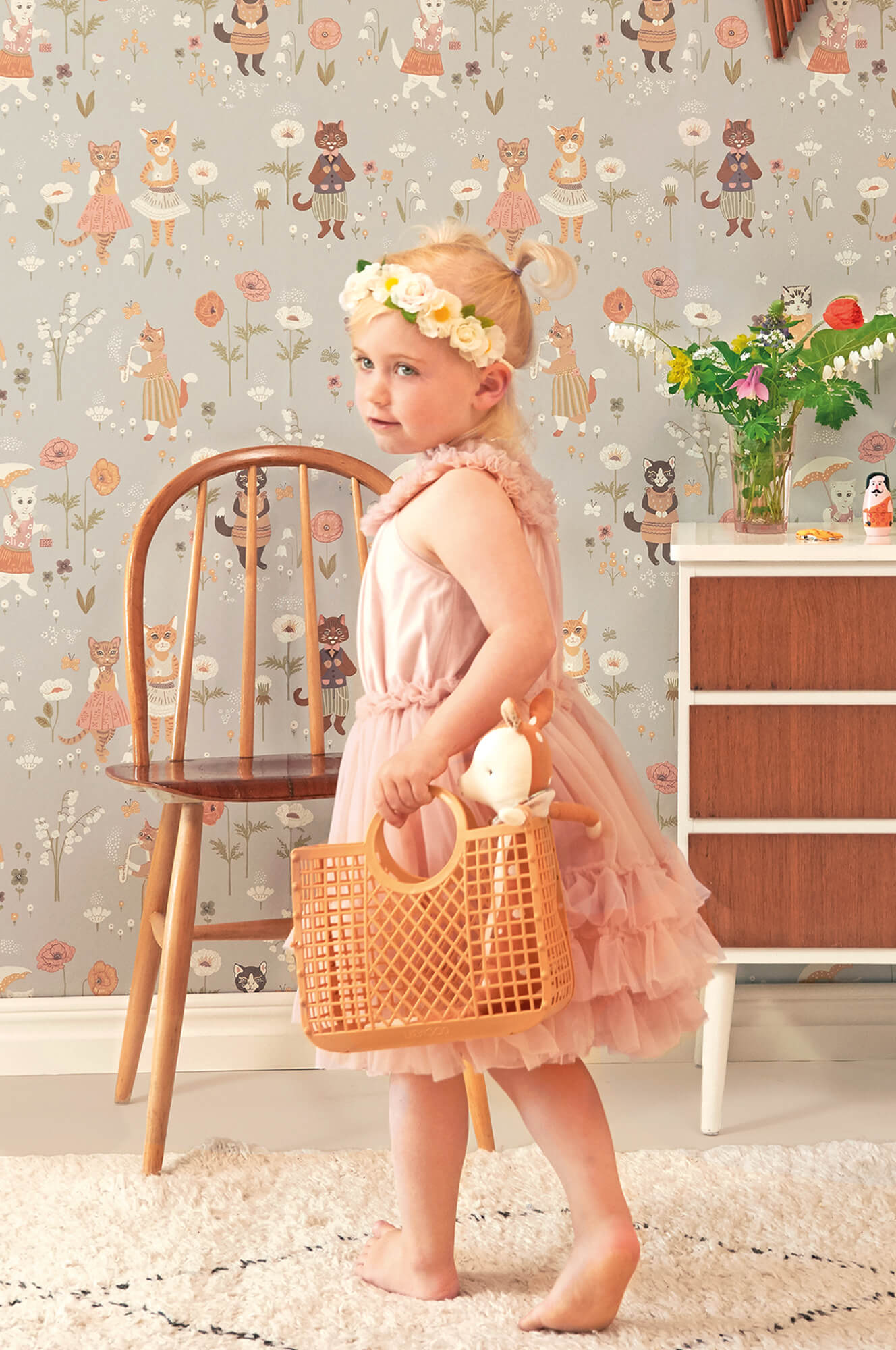 Catwalk Wallpaper in Dusty Blue