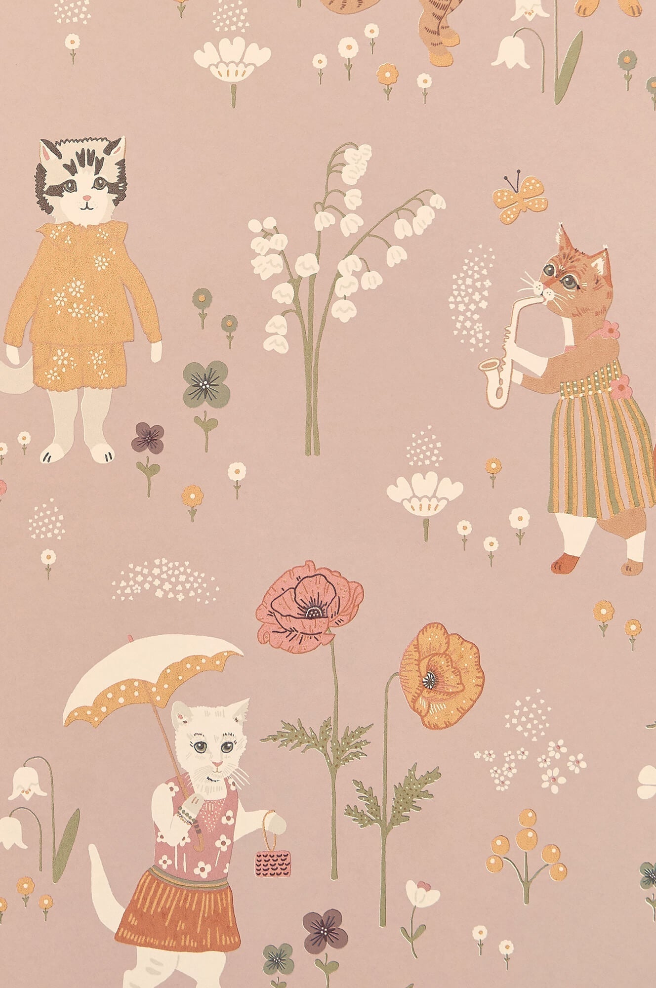 Catwalk Wallpaper in Dusty Lilac