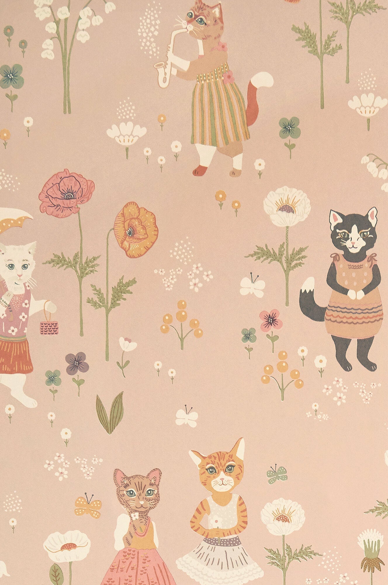 Catwalk Wallpaper in Sweet Pink
