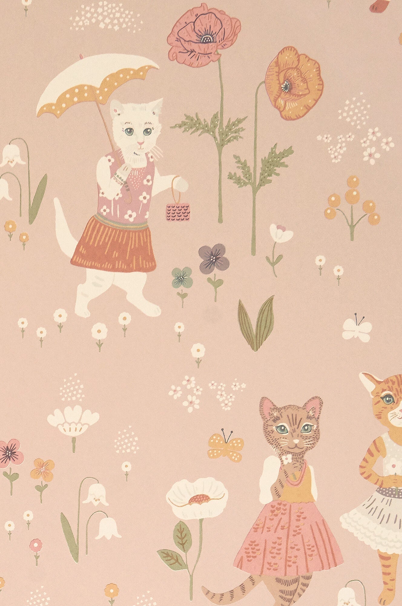 Catwalk Wallpaper in Sweet Pink