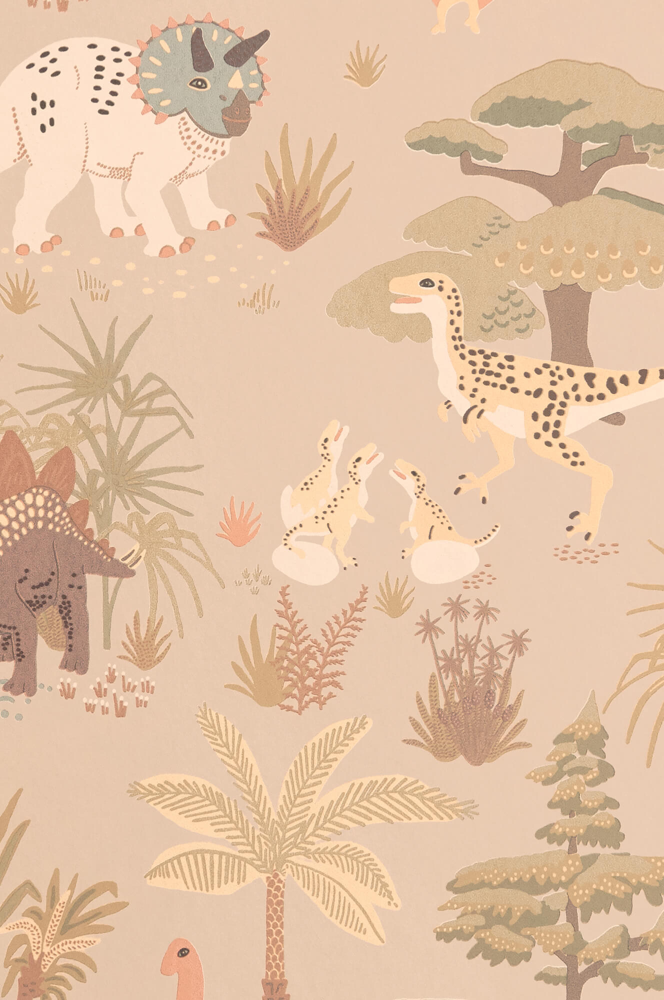 Dinosaur Vibes Wallpaper in Sandy Beige