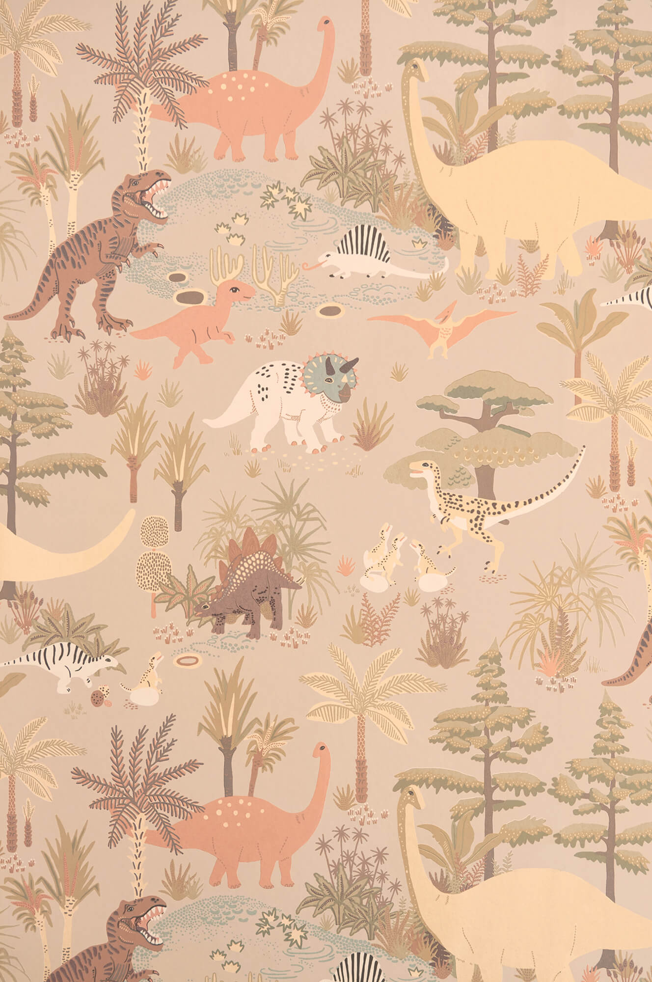 Sample Dinosaur Vibes Wallpaper in Sandy Beige