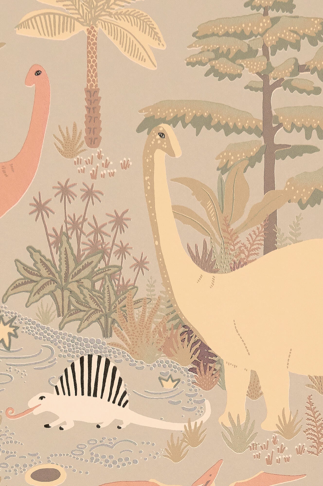 Dinosaur Vibes Wallpaper in Soft Green