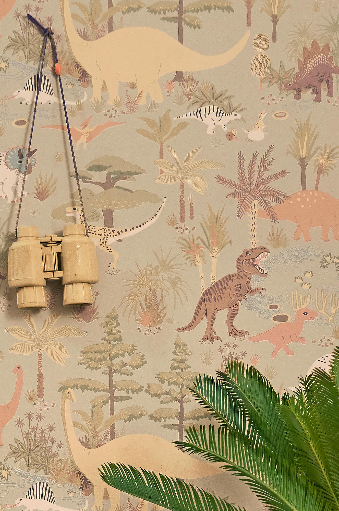 Dinosaur Vibes Wallpaper in Soft Green