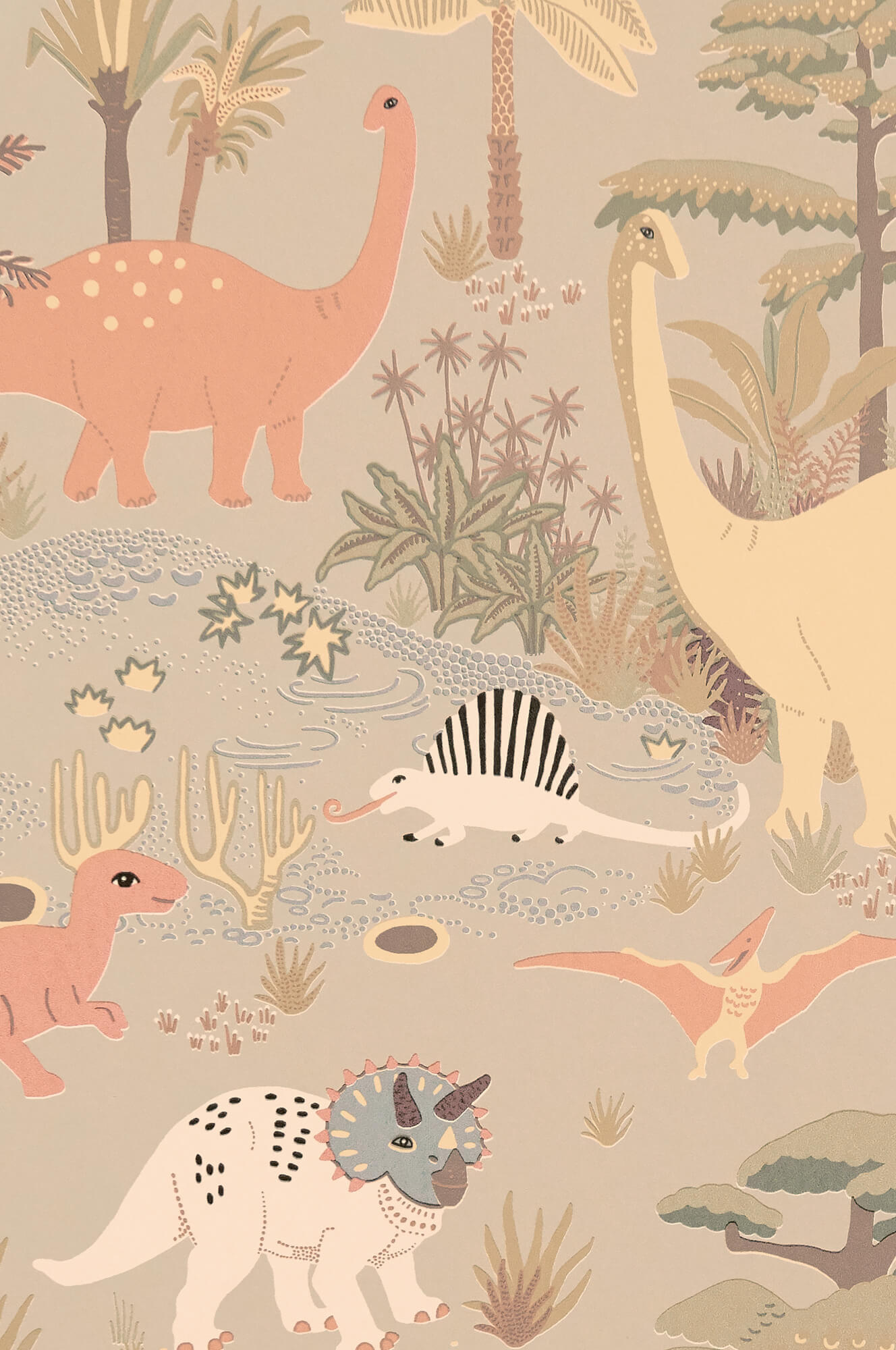 Dinosaur Vibes Wallpaper in Soft Green