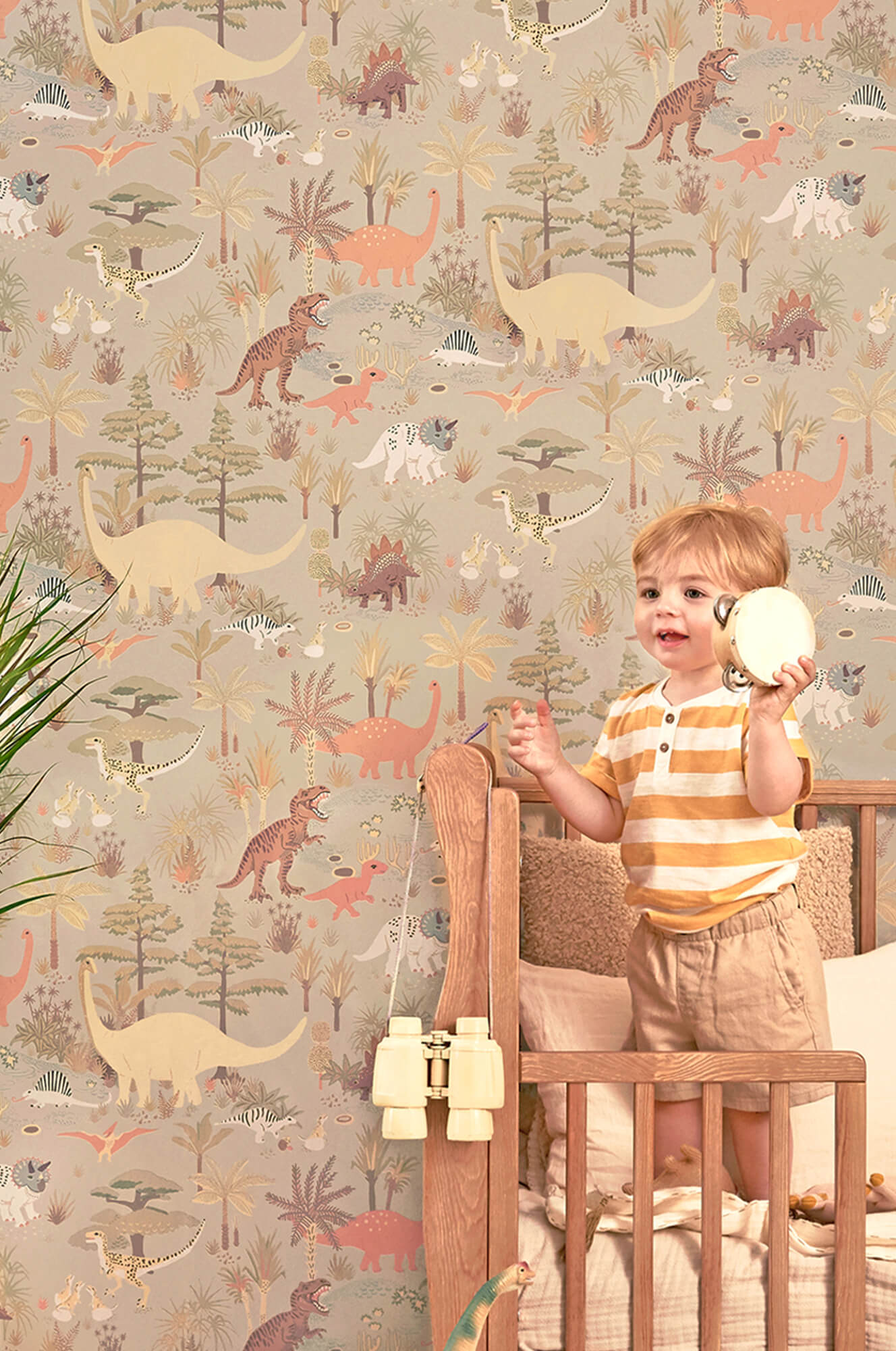 Dinosaur Vibes Wallpaper in Soft Green