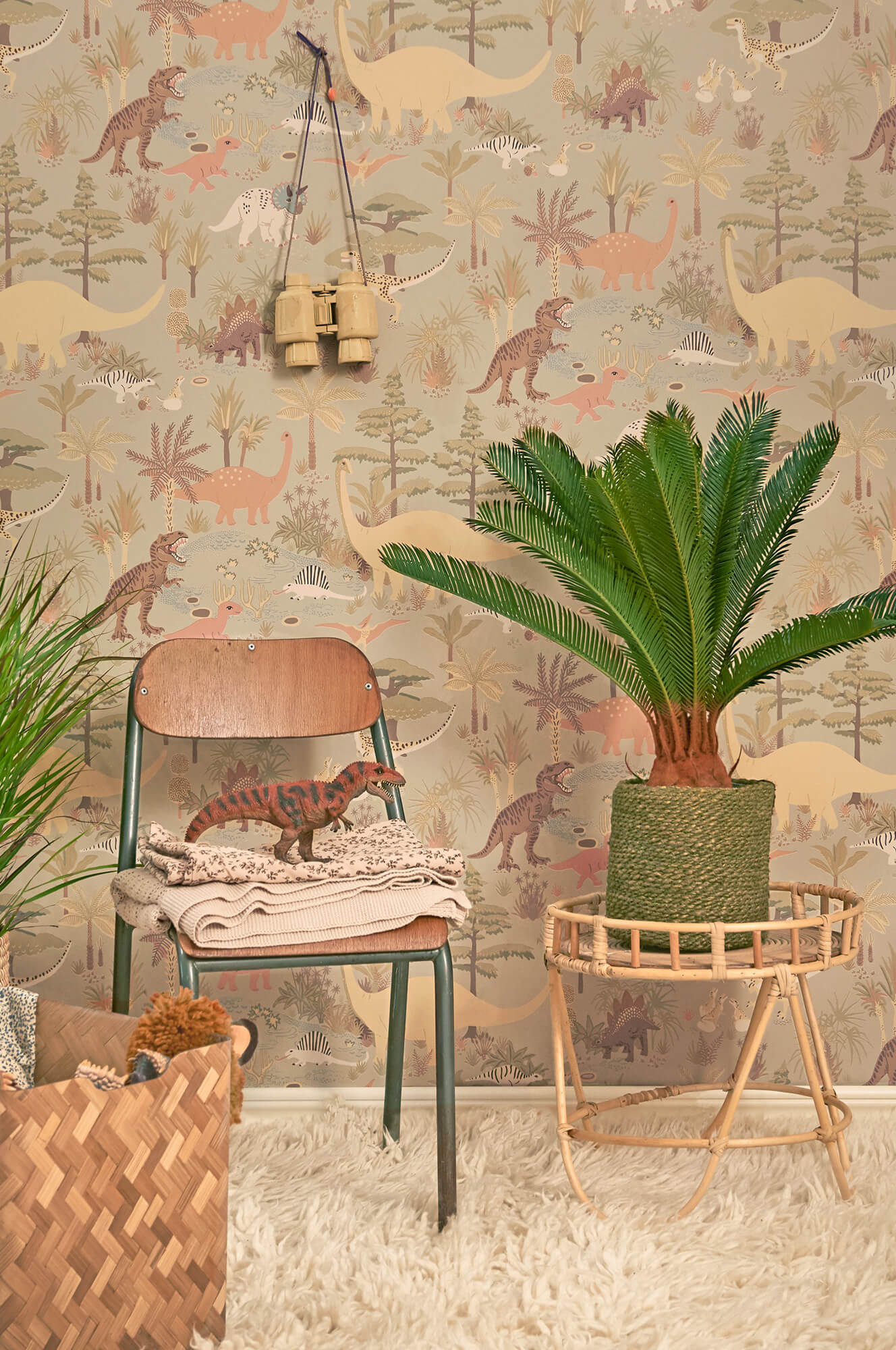 Dinosaur Vibes Wallpaper in Soft Green