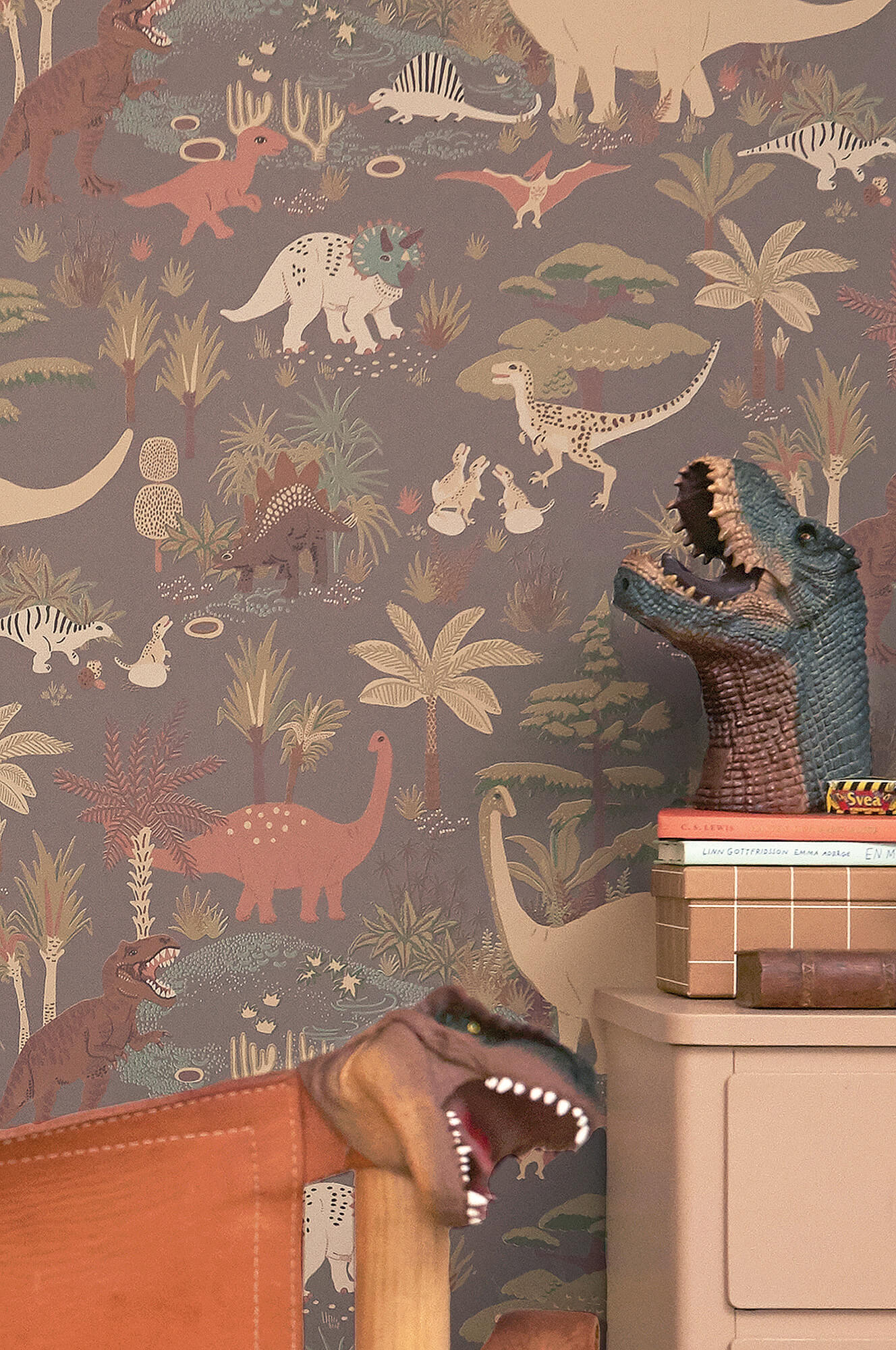 Dinosaur Vibes Wallpaper in Evening Grey