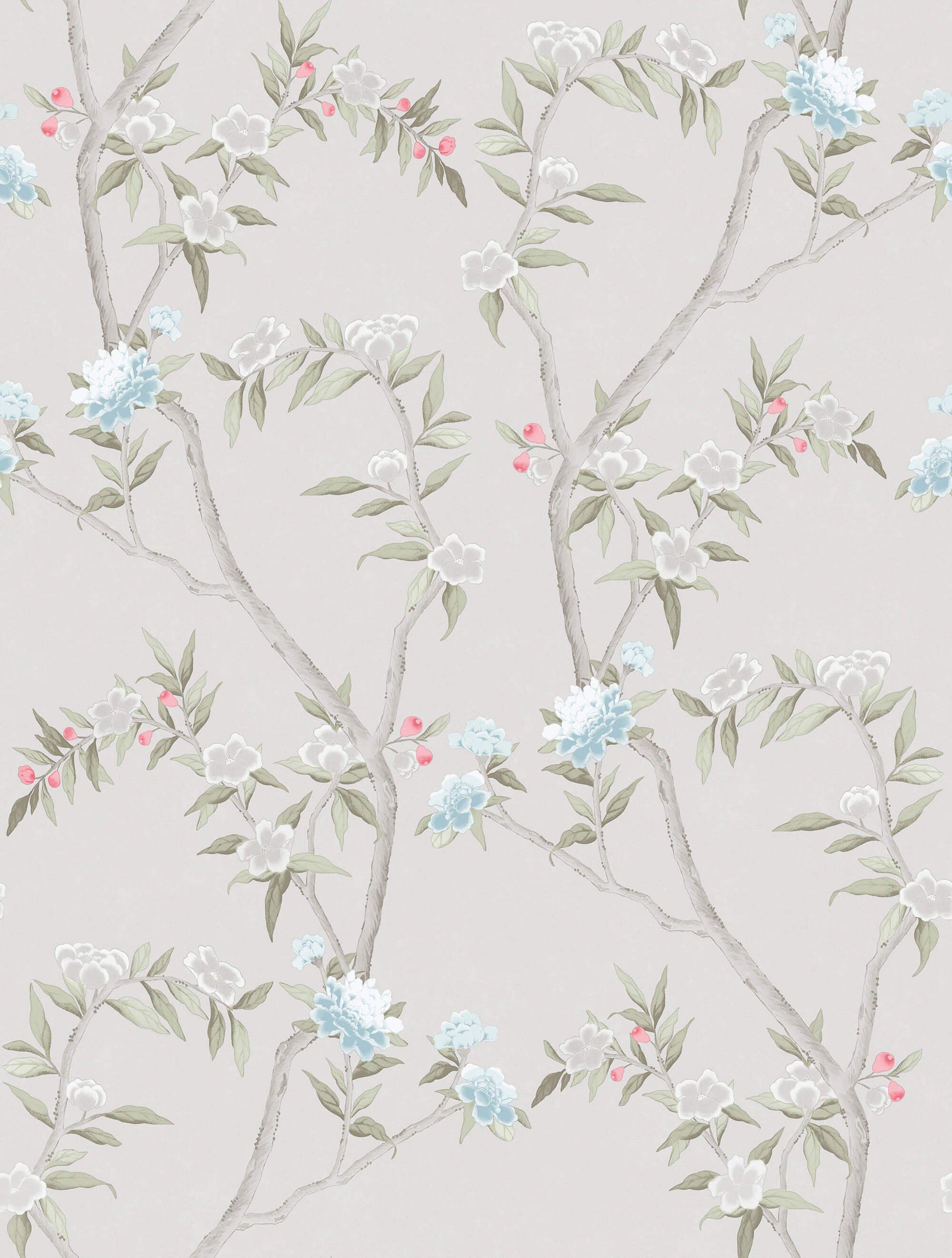 Sample Spring Blossom Chinoiserie Wallpaper in Grey