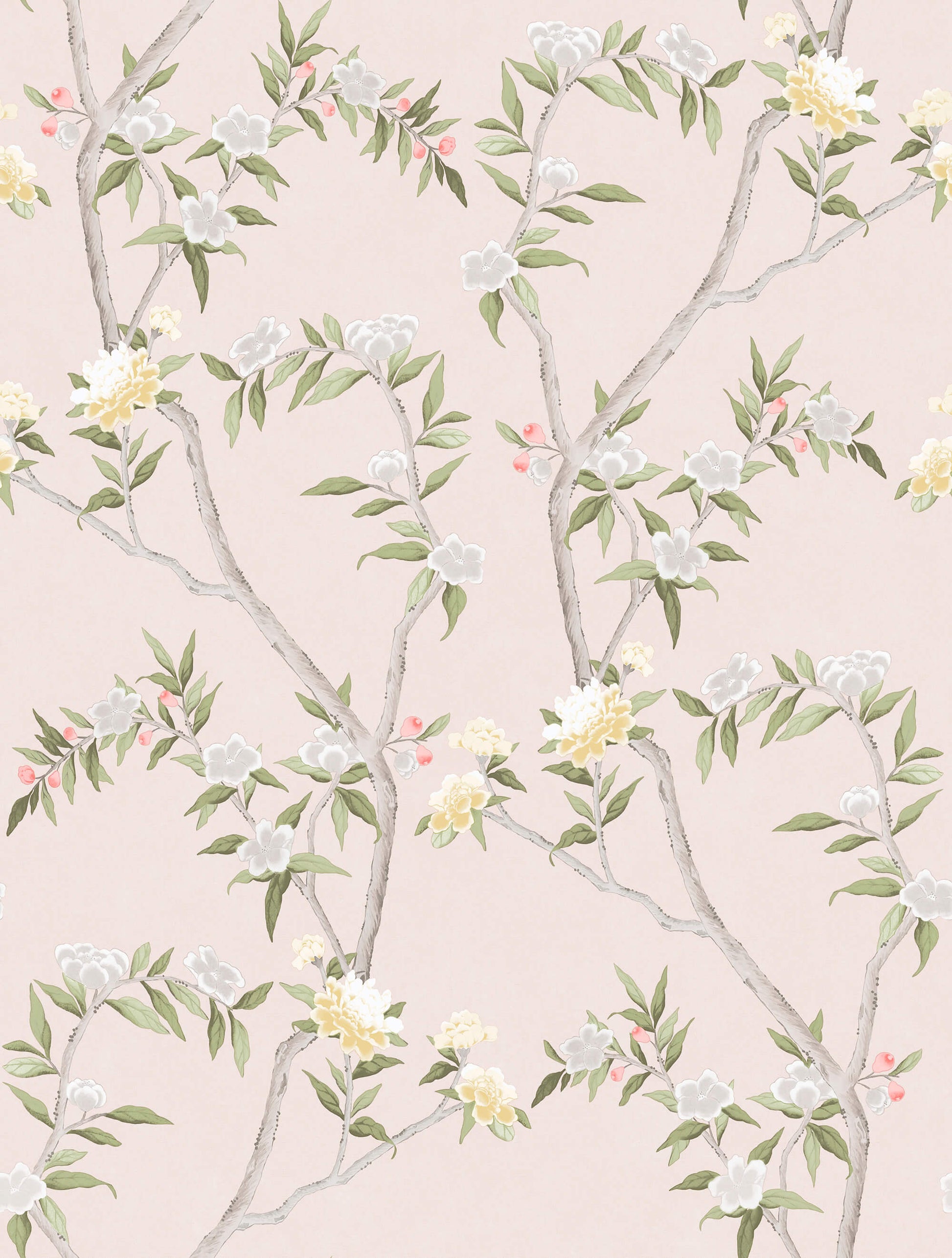 Sample Spring Blossom Chinoiserie Wallpaper in Soft Pink