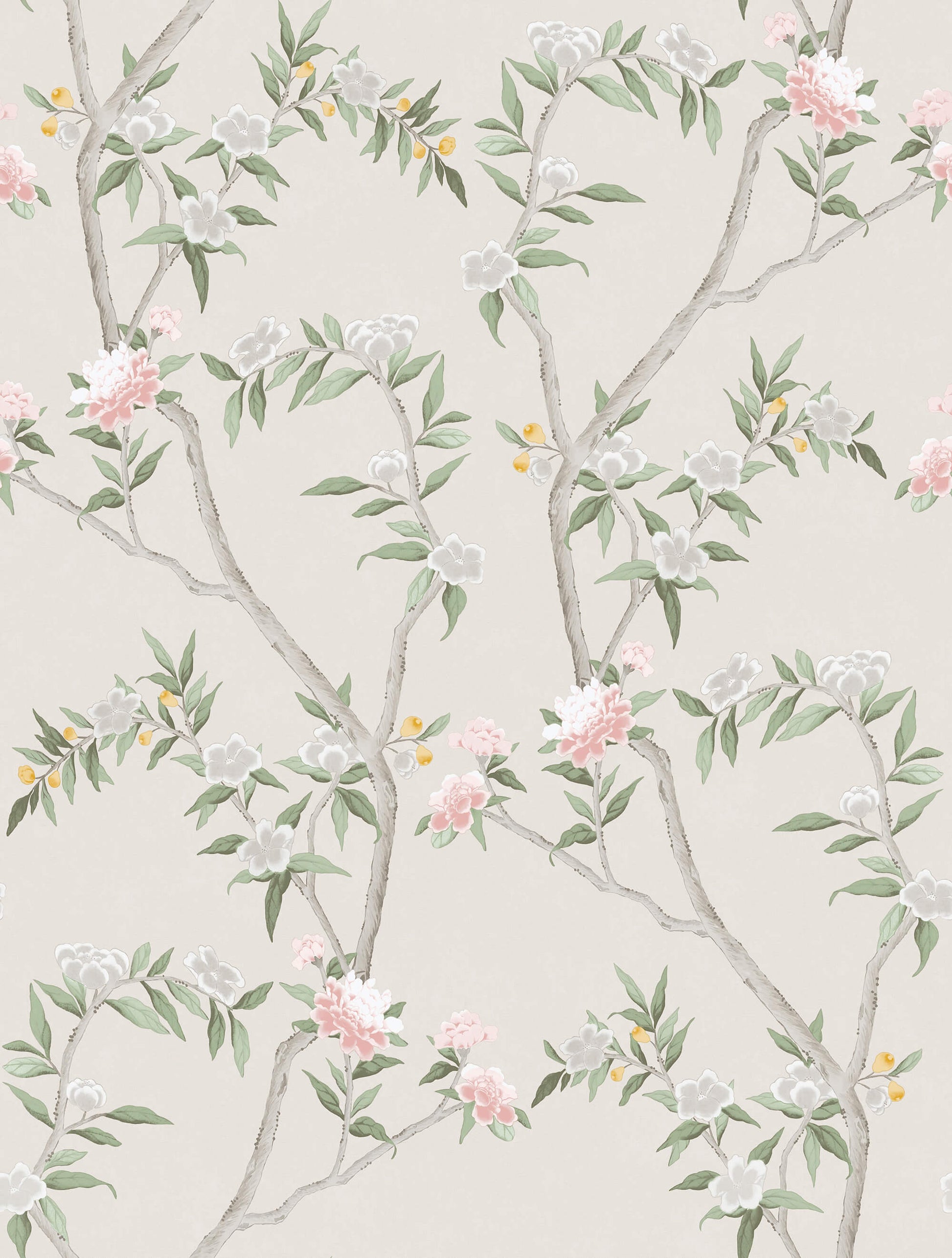 Sample Spring Blossom Chinoiserie Wallpaper in Beige