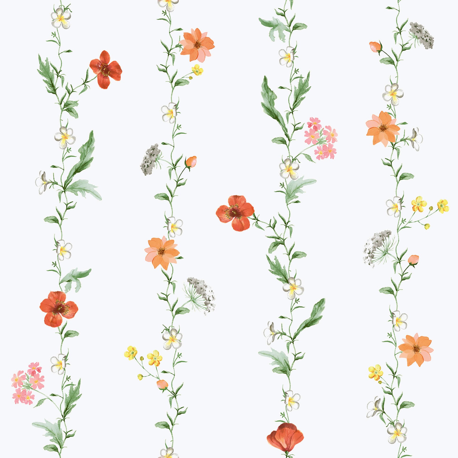 Sample Spring Blossom Vertical Garden Wallpaper in Green/Coral
