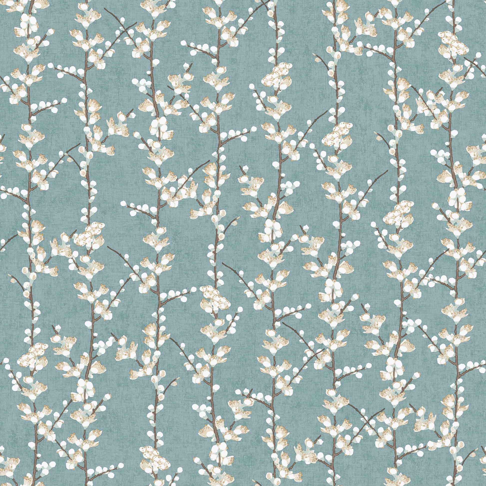 Sample Spring Blossom Sakura Row Wallpaper in Blue