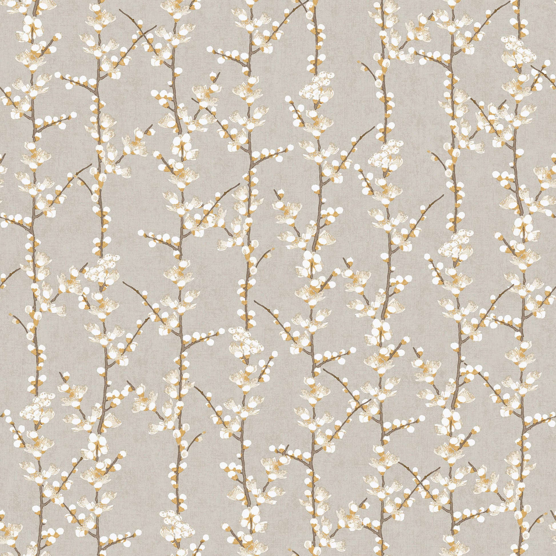 Sample Spring Blossom Sakura Row Wallpaper in Grey