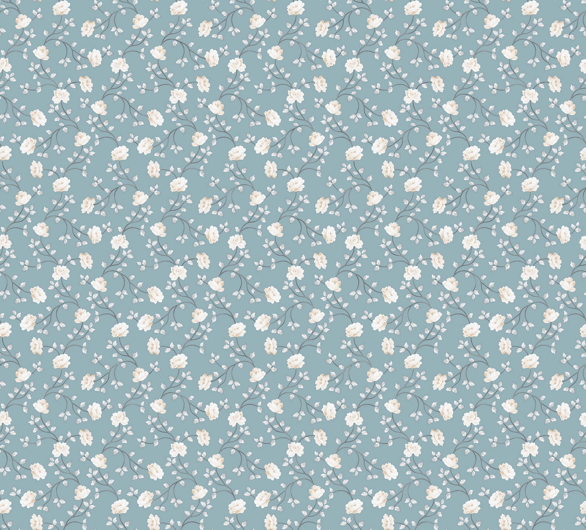 Sample Spring Blossom Petit Flowers Wallpaper in Blue