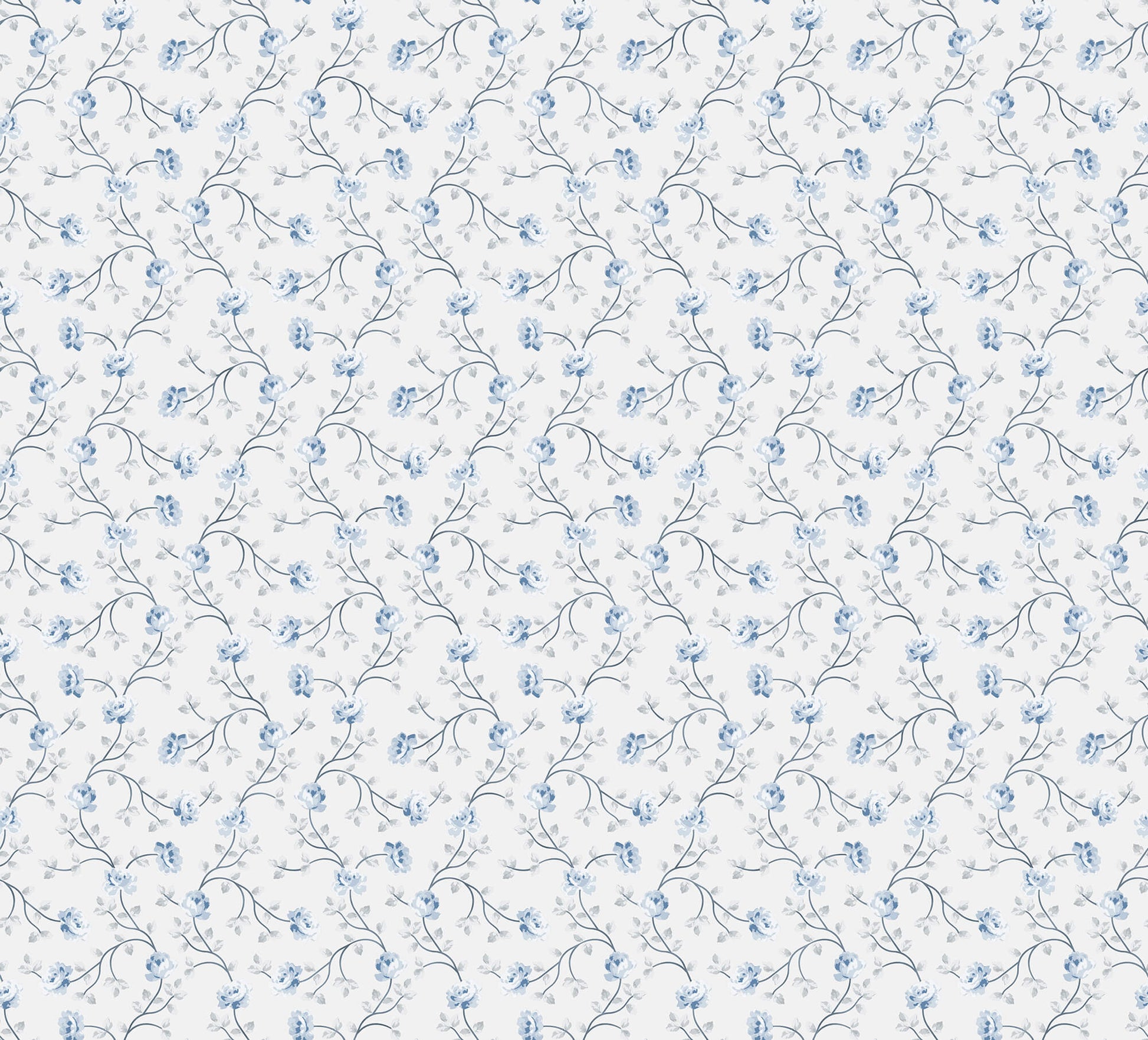 Spring Blossom Petit Flowers Wallpaper in Blue/White