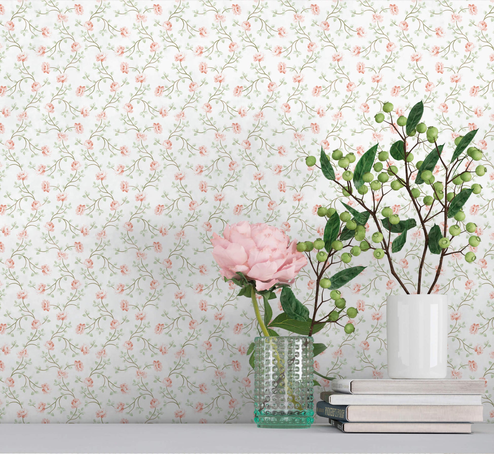 Spring Blossom Petit Flowers Wallpaper in Blue