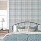 Spring Blossom Plaid Wallpaper in Red