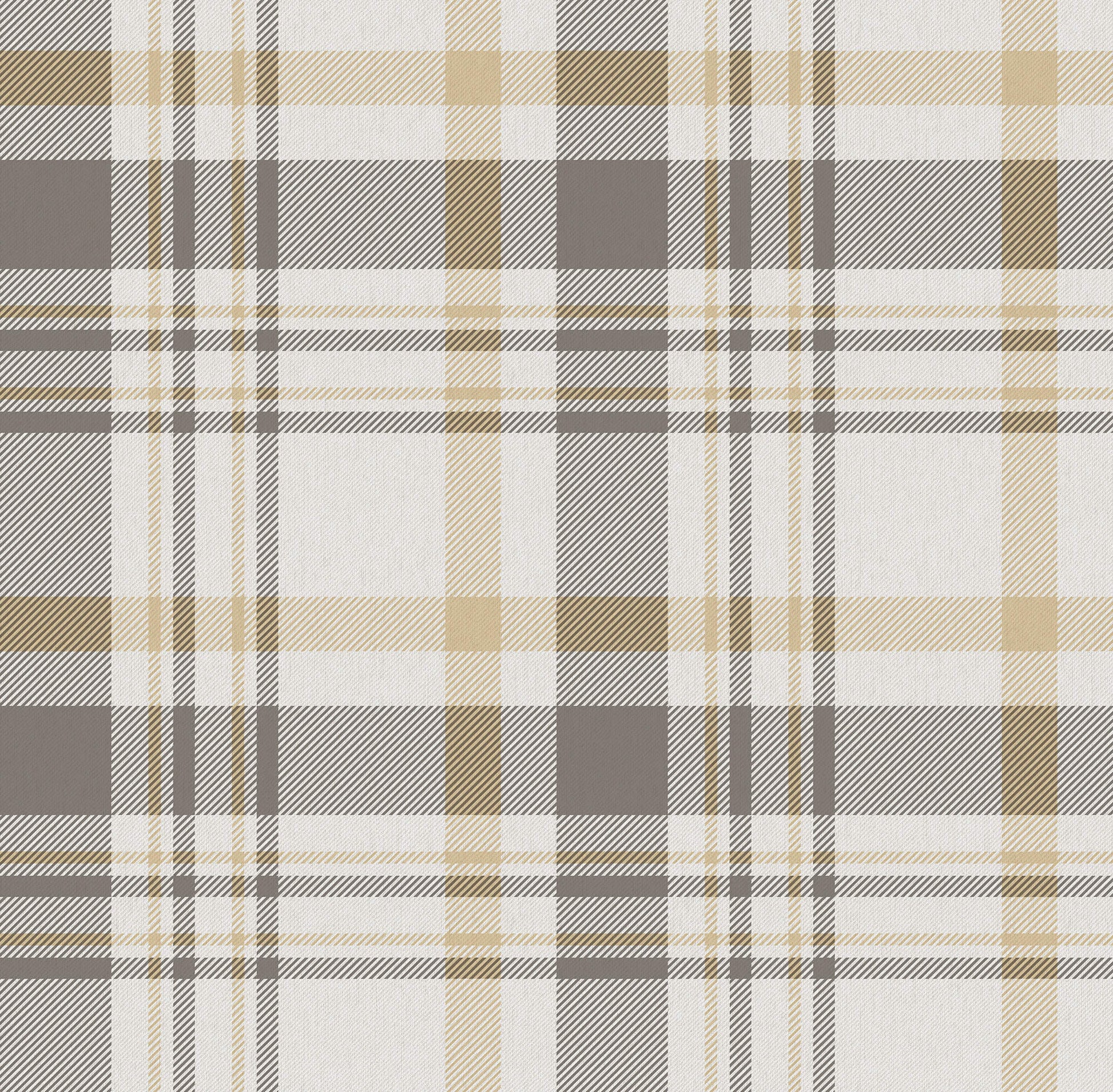 Spring Blossom Plaid Wallpaper in Taupe/Yellow