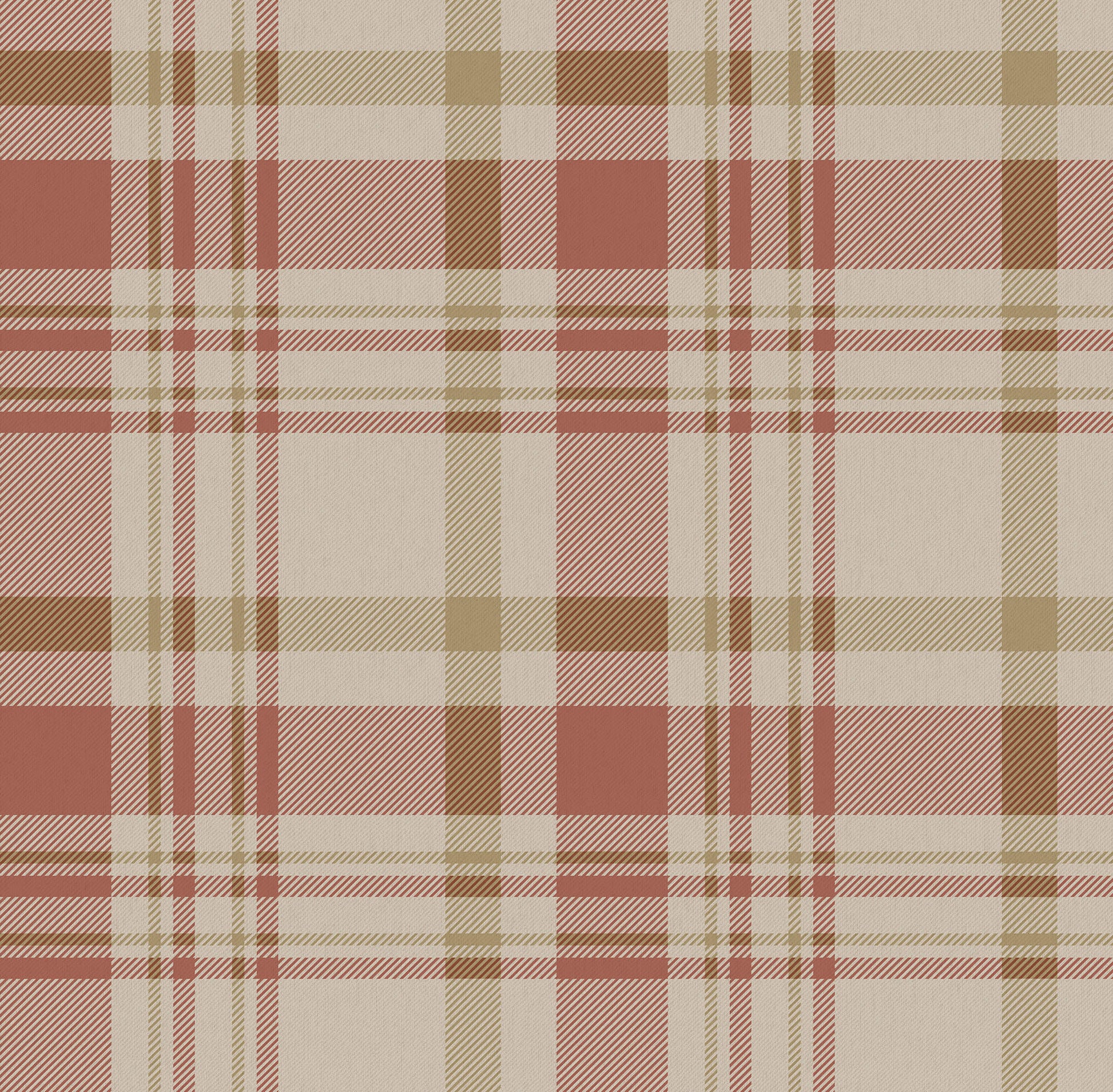 Spring Blossom Plaid Wallpaper in Red