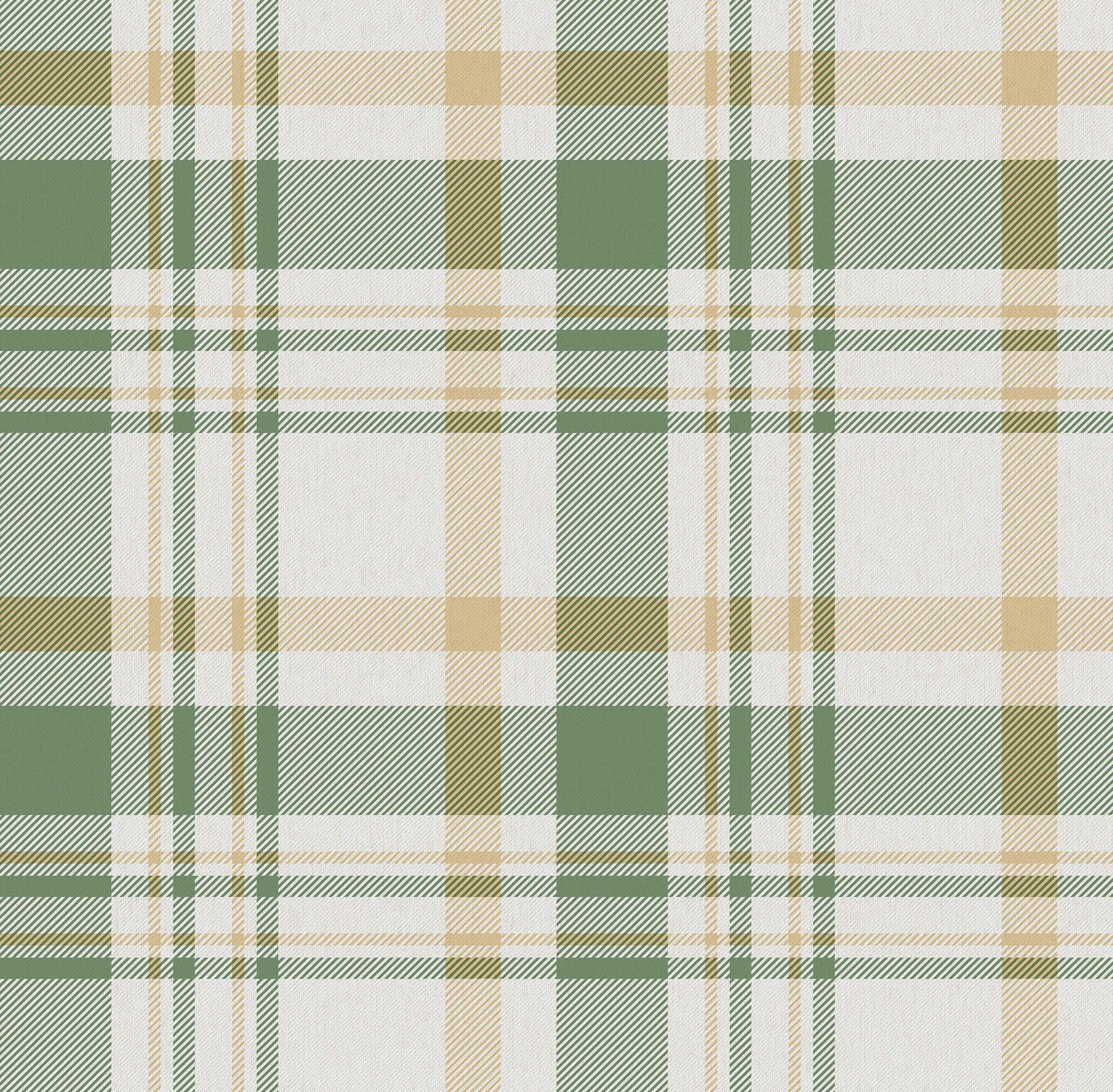 Spring Blossom Plaid Wallpaper in Green/Yellow