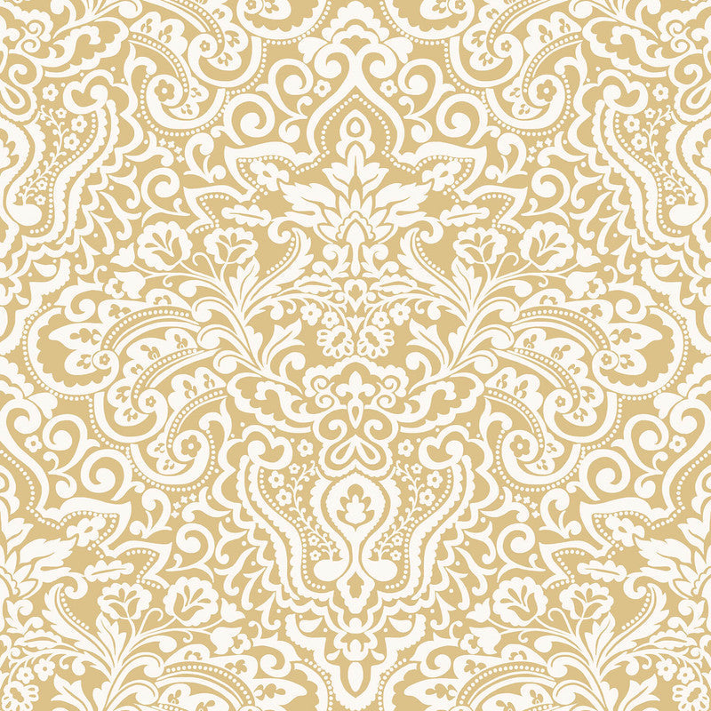 Damasco Wallpaper in Yellow/White