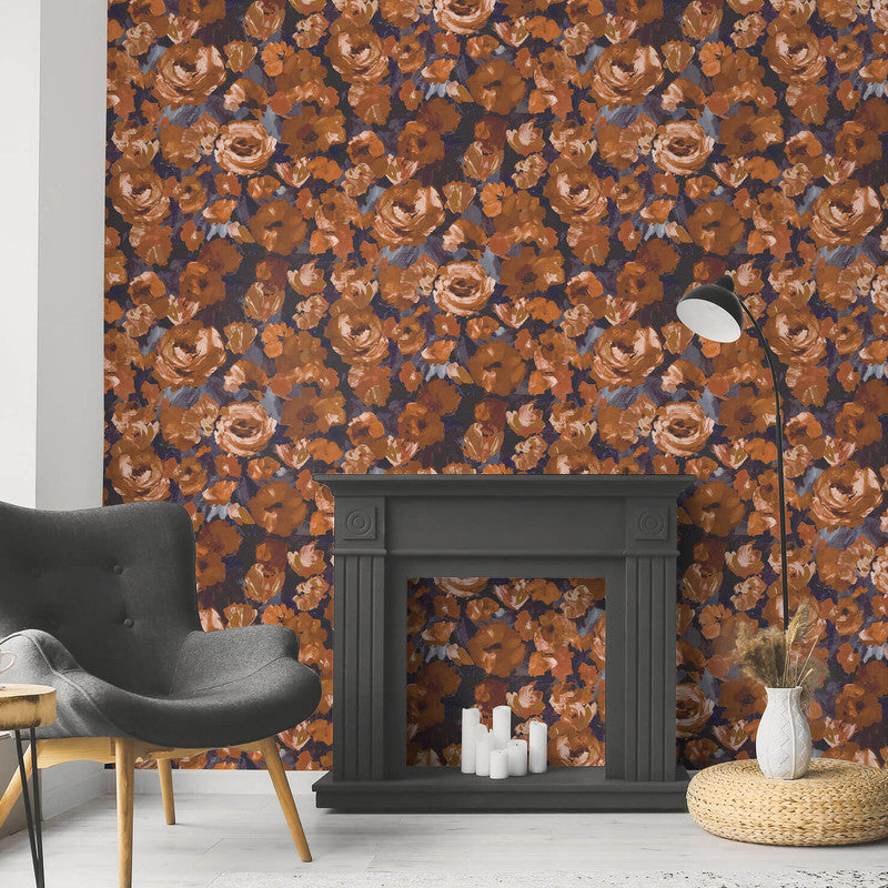 Paeonia Wallpaper in Heat Basalt