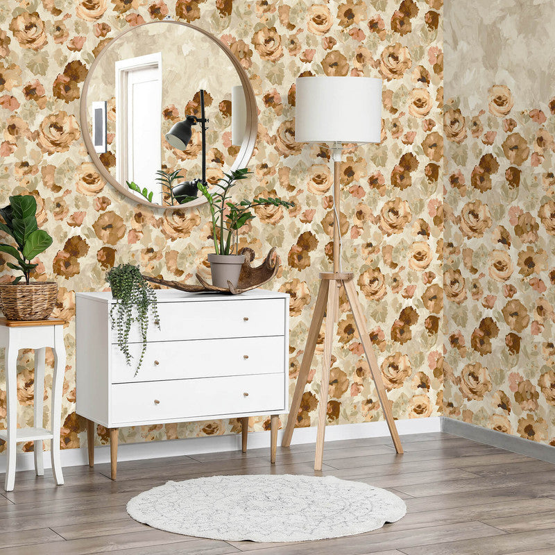 Paeonia Wallpaper in Mandarine Beige