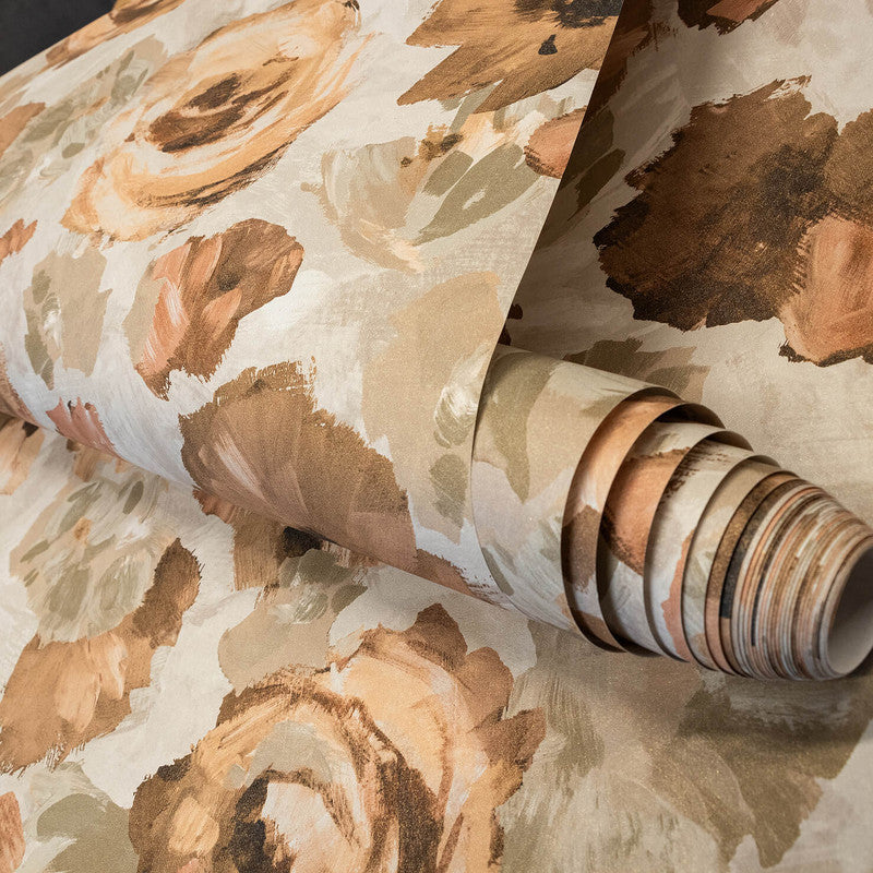 Paeonia Wallpaper in Mandarine Beige