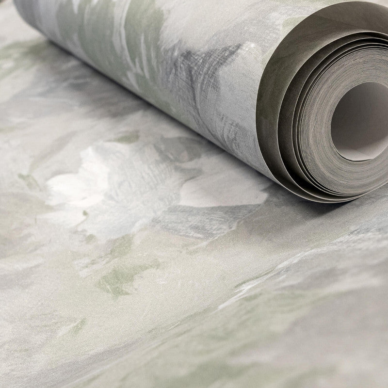 Paeonia Plain Wallpaper in Grey