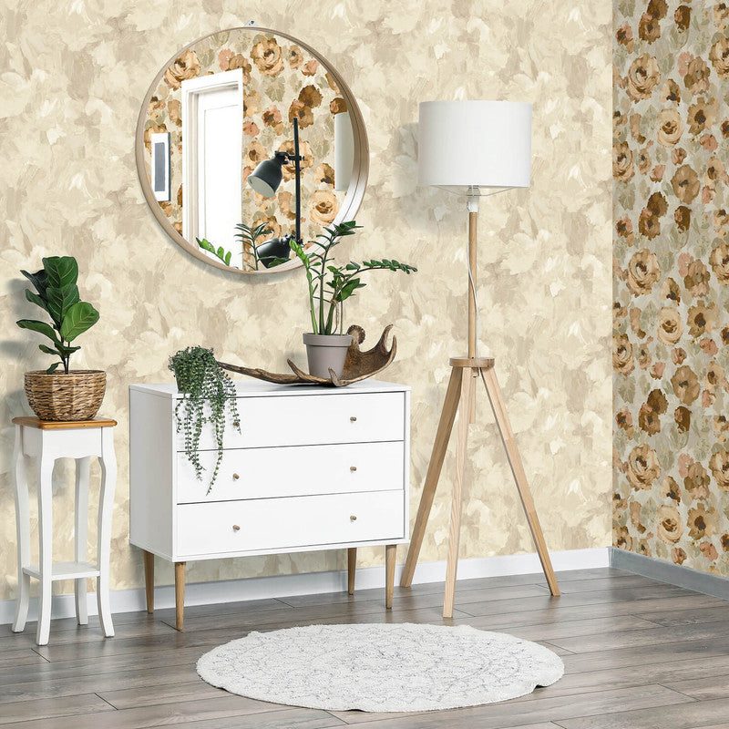 Paeonia Plain Wallpaper in Beige
