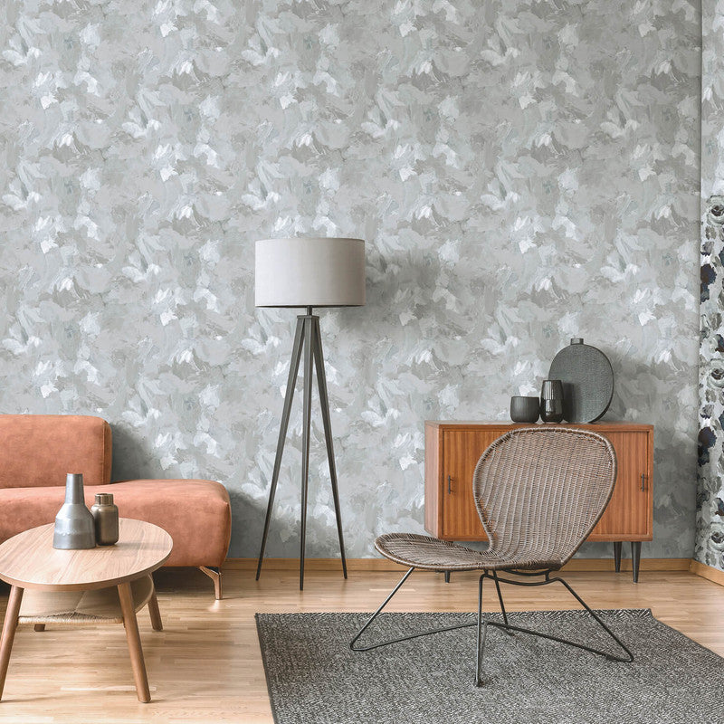 Paeonia Plain Wallpaper in Ash