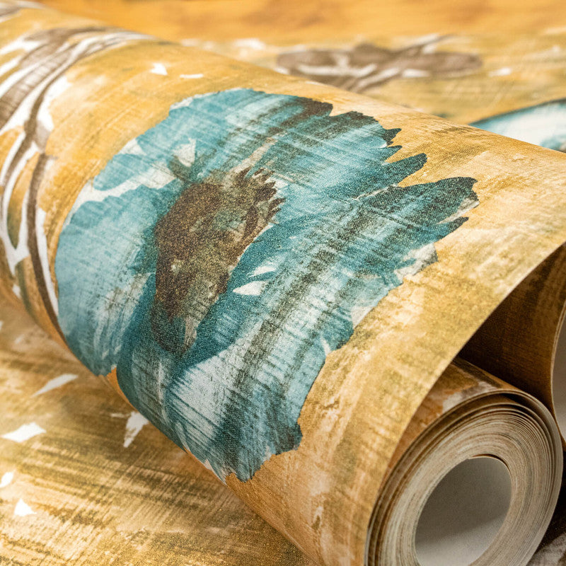 Petunia Wallpaper in Petrol Honey