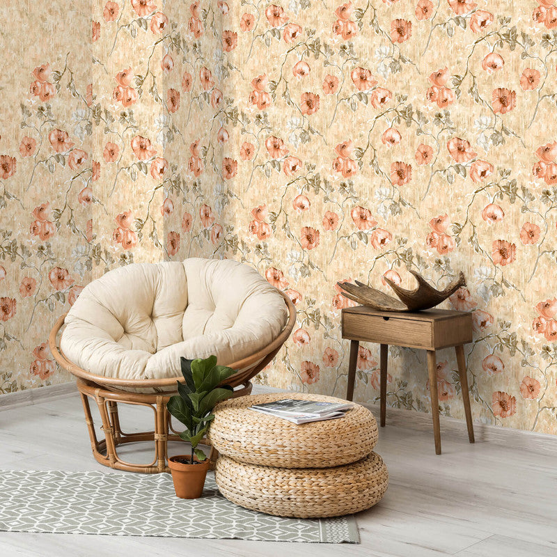Petunia Wallpaper in Aurora Red Peach