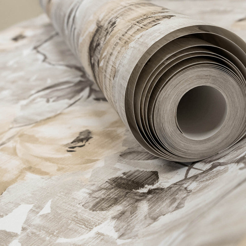 Petunia Wallpaper in Apricot Greyish