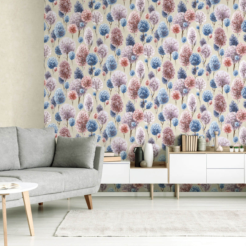 Tilia Wallpaper in Lilac Mud