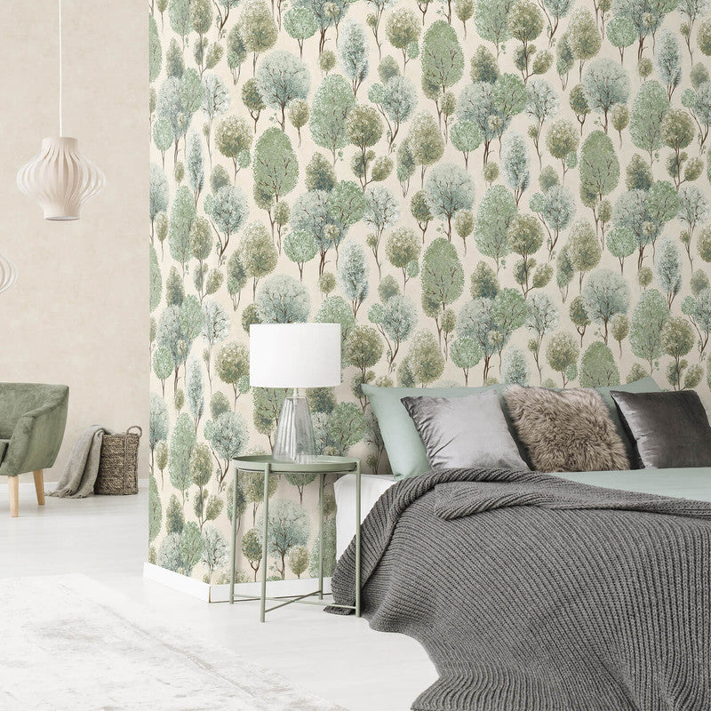 Tilia Wallpaper in Sage Greyish