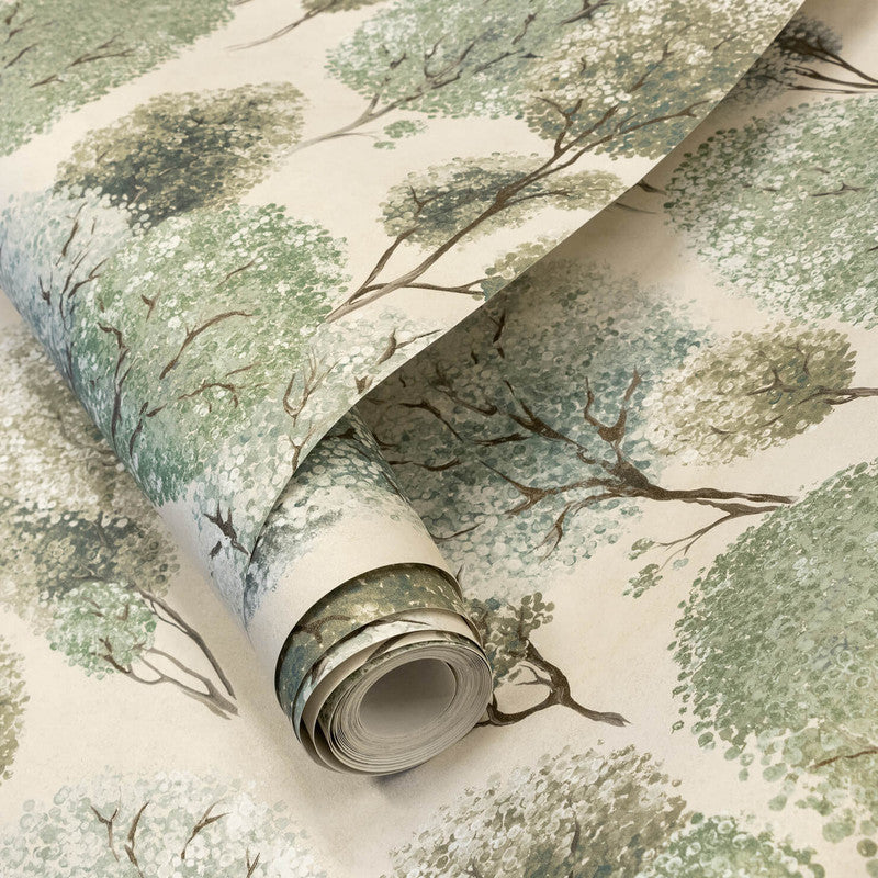 Tilia Wallpaper in Sage Greyish