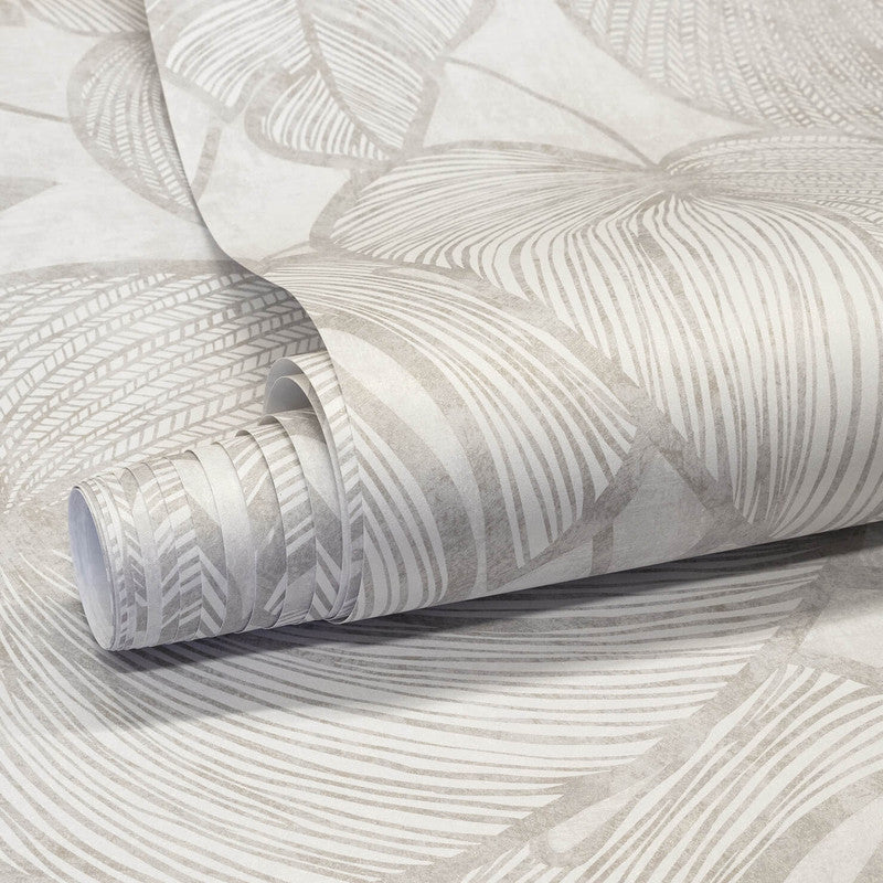 Monstera Wallpaper in Mirror White