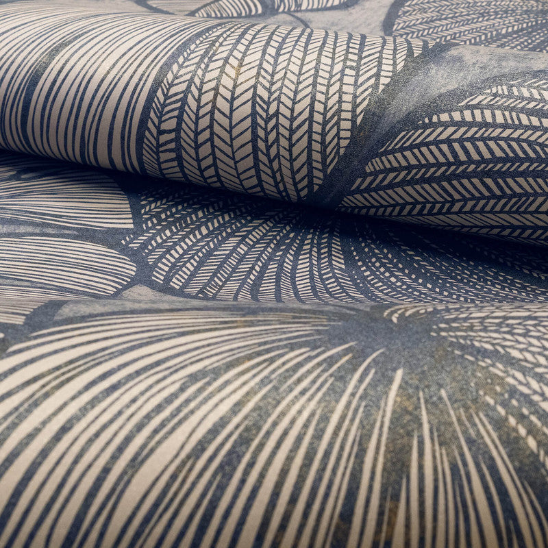 Monstera Wallpaper in Navy Ash