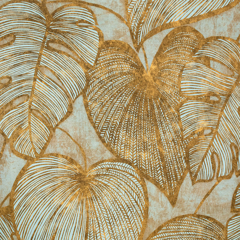Sample Monstera Wallpaper in Gold Teal