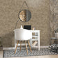 Monstera Plain Wallpaper in Walnut