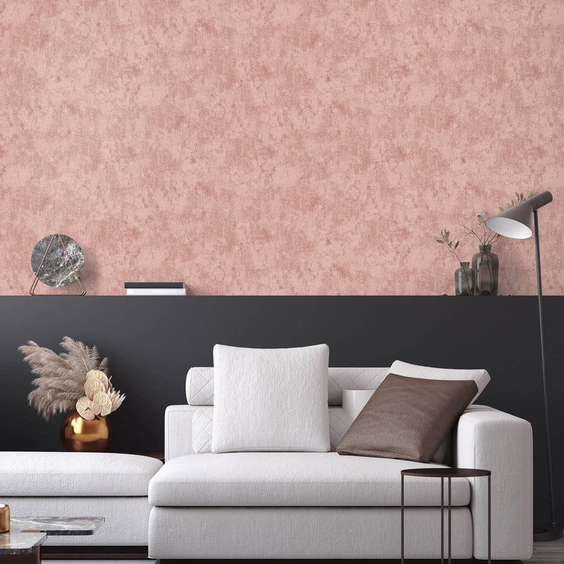 Monstera Plain Wallpaper in Blush