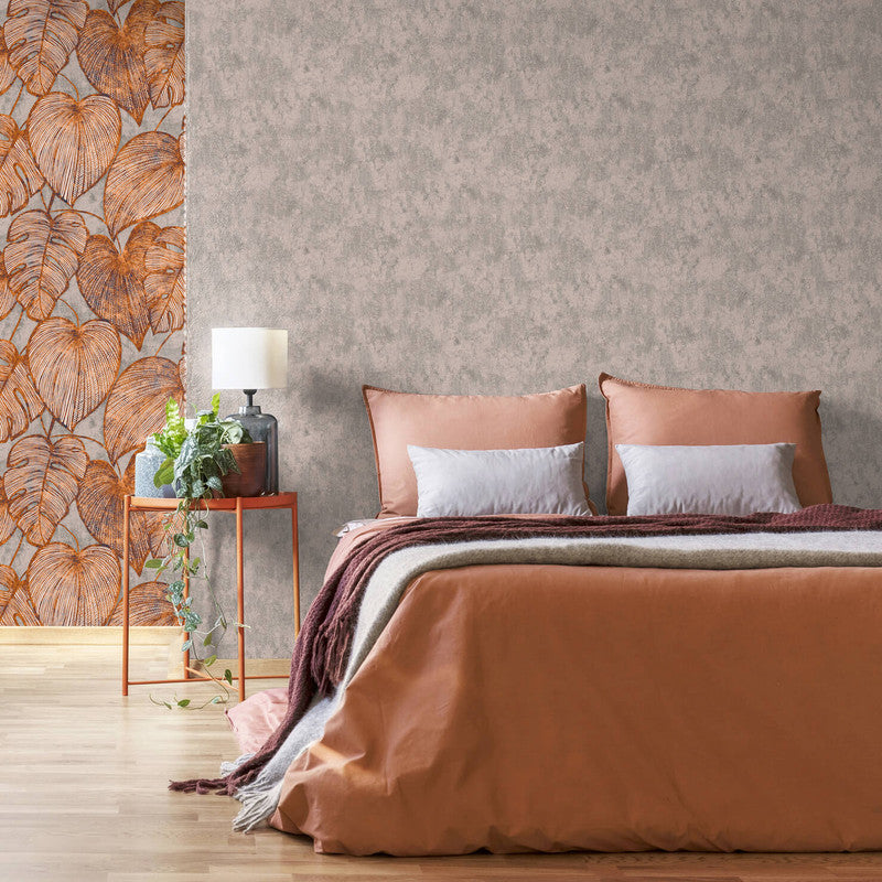Monstera Plain Wallpaper in Mirage