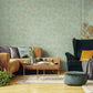 Monstera Plain Wallpaper in Teal