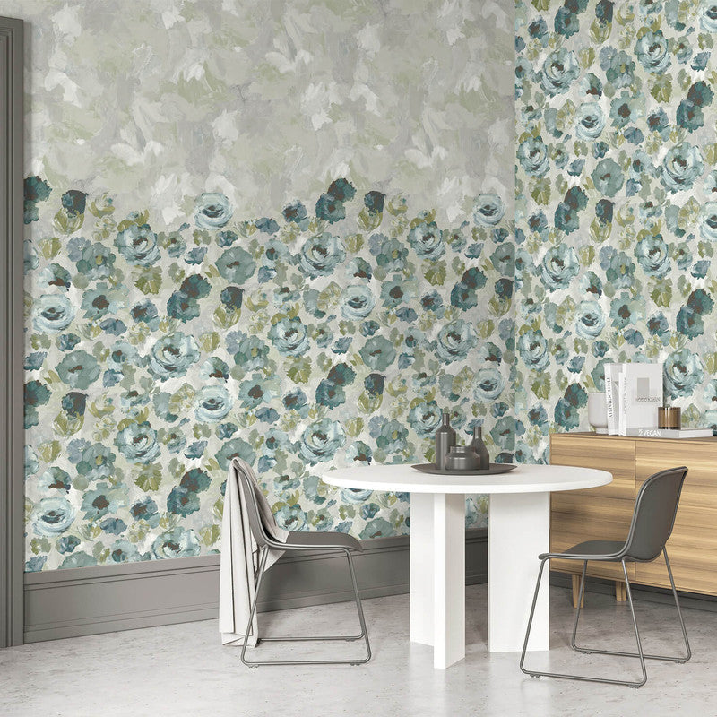 Paeonia Twinwall Wall Mural in Smaragd Grey