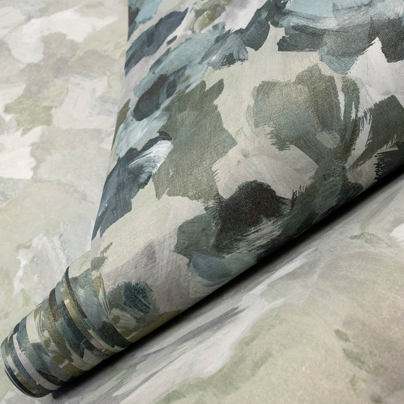 Paeonia Twinwall Wall Mural in Smaragd Grey