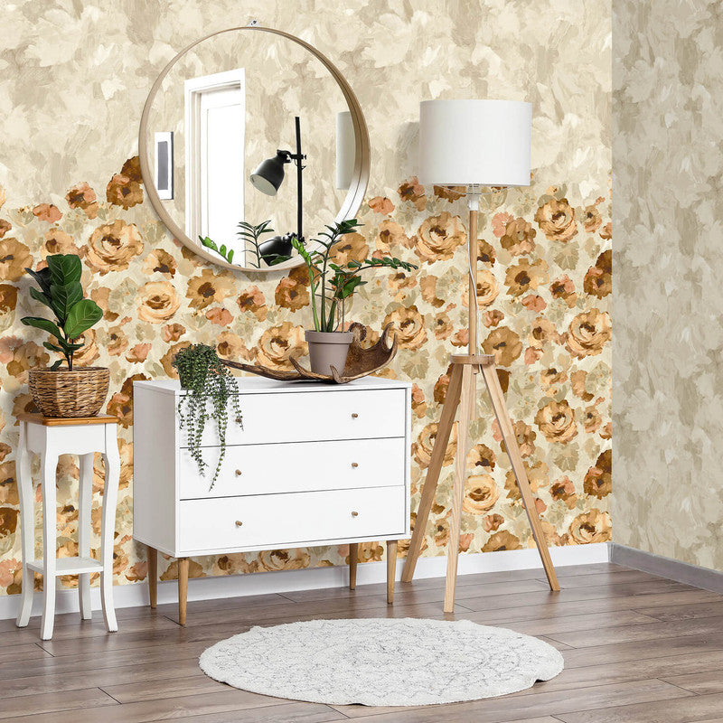 Paeonia Twinwall Wall Mural in Mandarine Beige