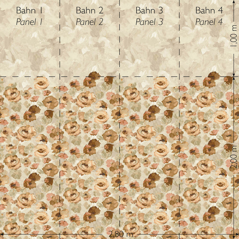 Paeonia Twinwall Wall Mural in Mandarine Beige